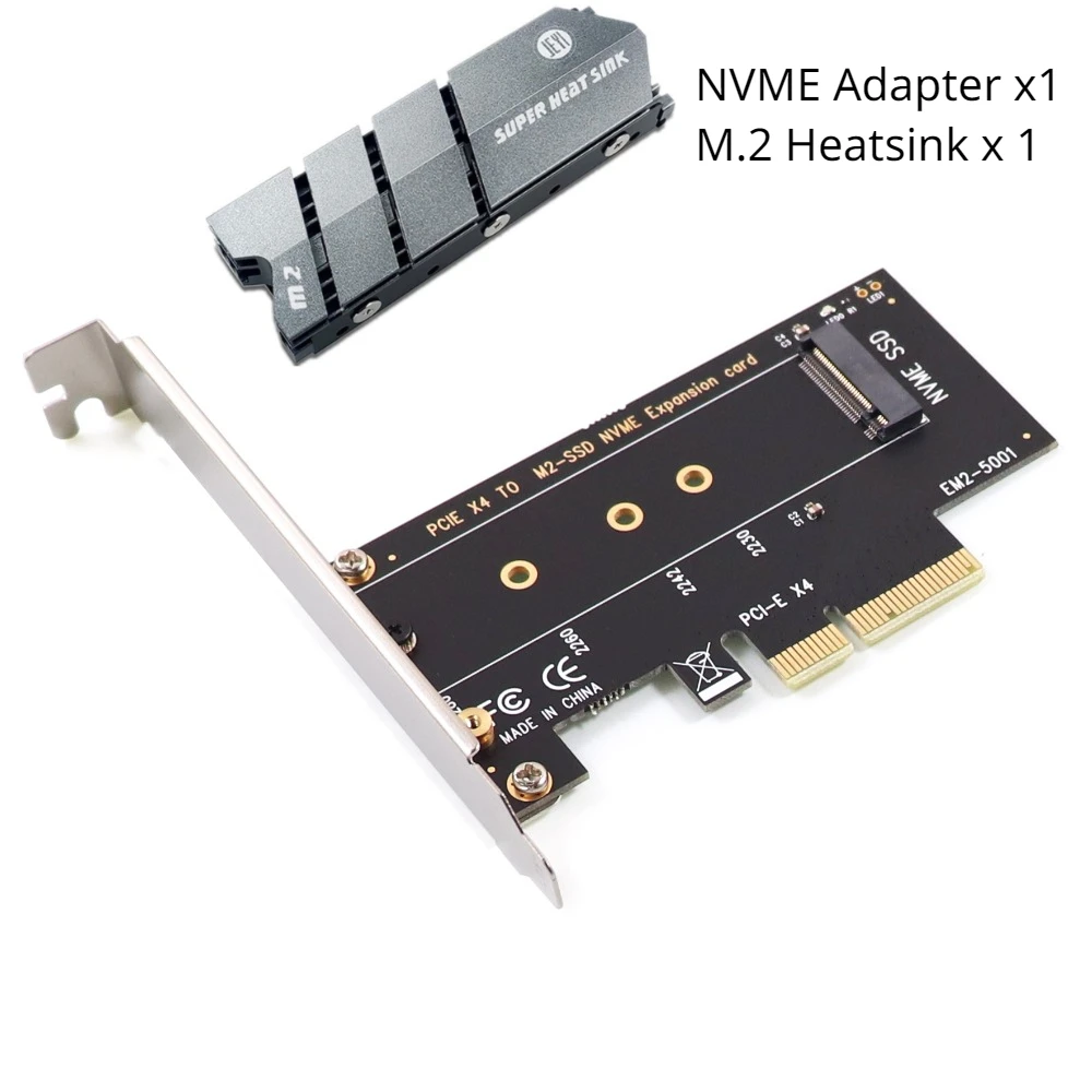 SSD-адаптер M.2 NVME к PCIe 4.0 3.0, 64 Гбит/с PCIe 4.0 X4 X8 X16 Карта Расширения для Настольных ПК с Алюминиевым Радиатором