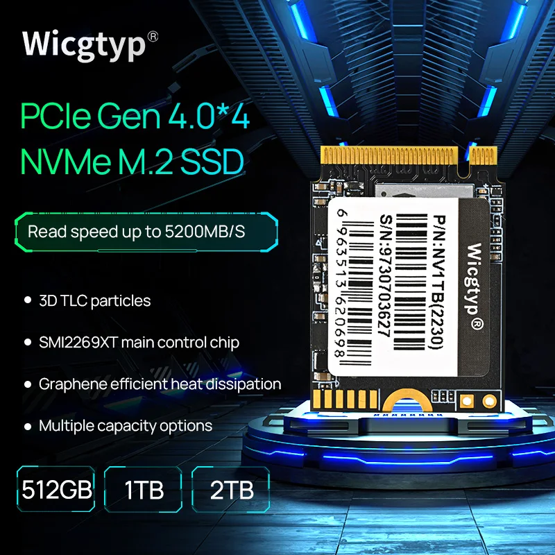 Wicgtyp SSD M.2 NVMe 512GB 1TB 2TB M2 2230 NVME PCIe Gen 4x4 SSD-Накопитель Для Ноутбука Steam Deck Mini PC Surface Настольный Ноутбук