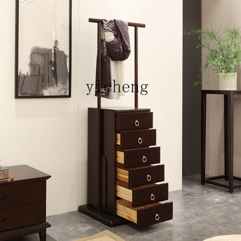 ZC Новый шкаф для хранения в китайском стиле, комод из массива дерева, современная минималистичная вешалка для одежды, Высокий комод 3