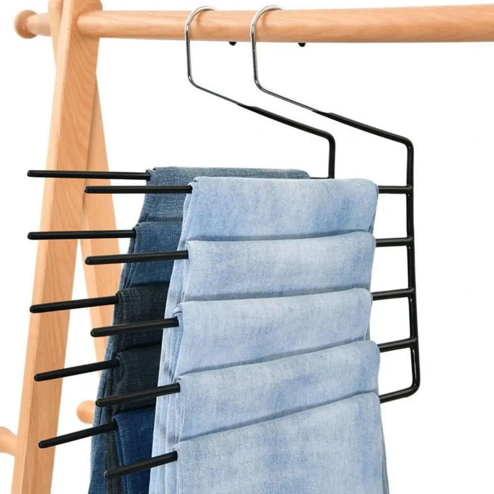 Вешалка для одежды Эффективная организация гардероба Вешалка Многослойная Открытая конструкция для брюк без морщин Компактная металлическая стойка