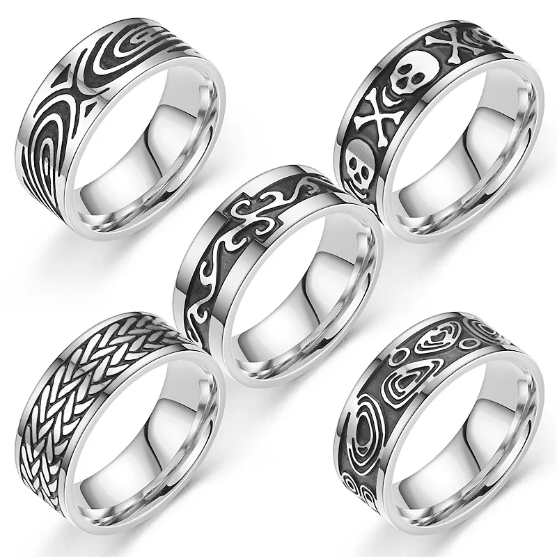 Винтажное панк-кольцо, украшения для пальцев в стиле хип-хоп, аксессуары с резными узорами, кольца для мужчин и женщин