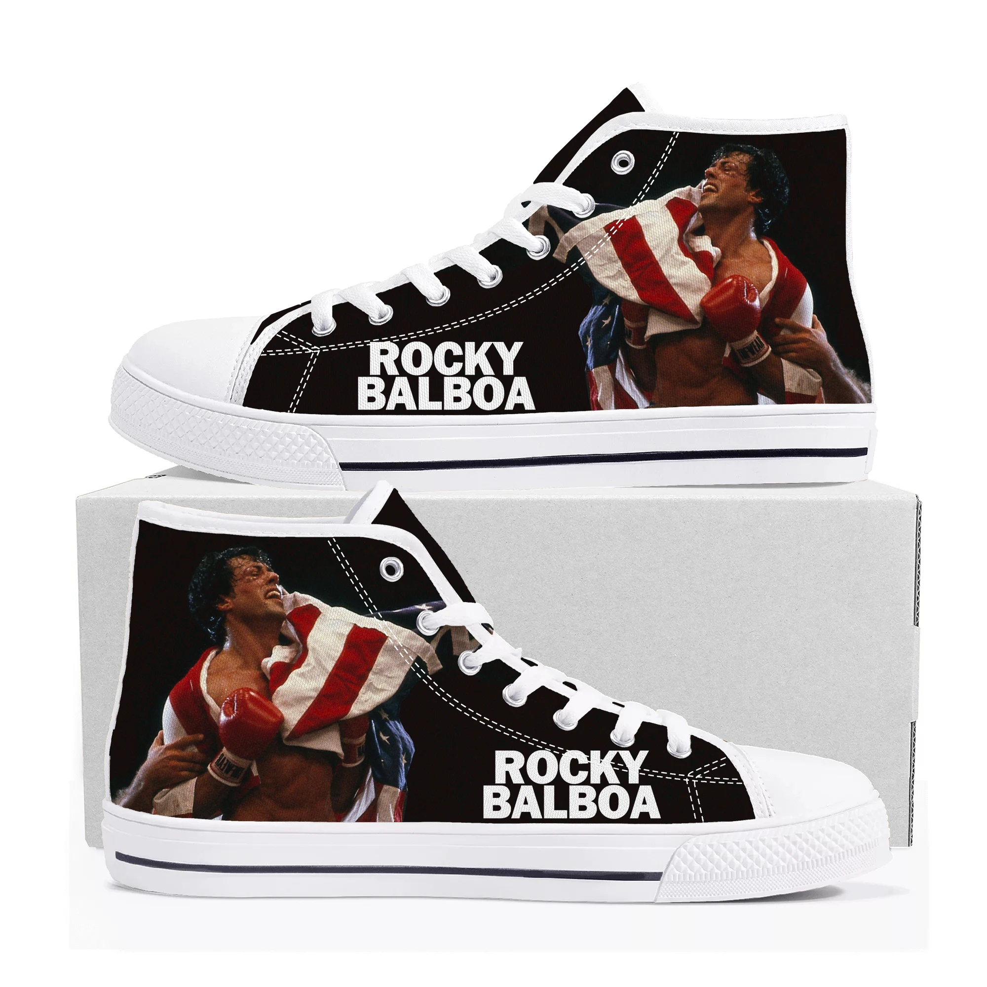 Высокие кроссовки Rocky Balboa Мужские Женские подростковые Высококачественные кроссовки Boxing Box Movie Canvas, повседневная обувь, Обувь на заказ