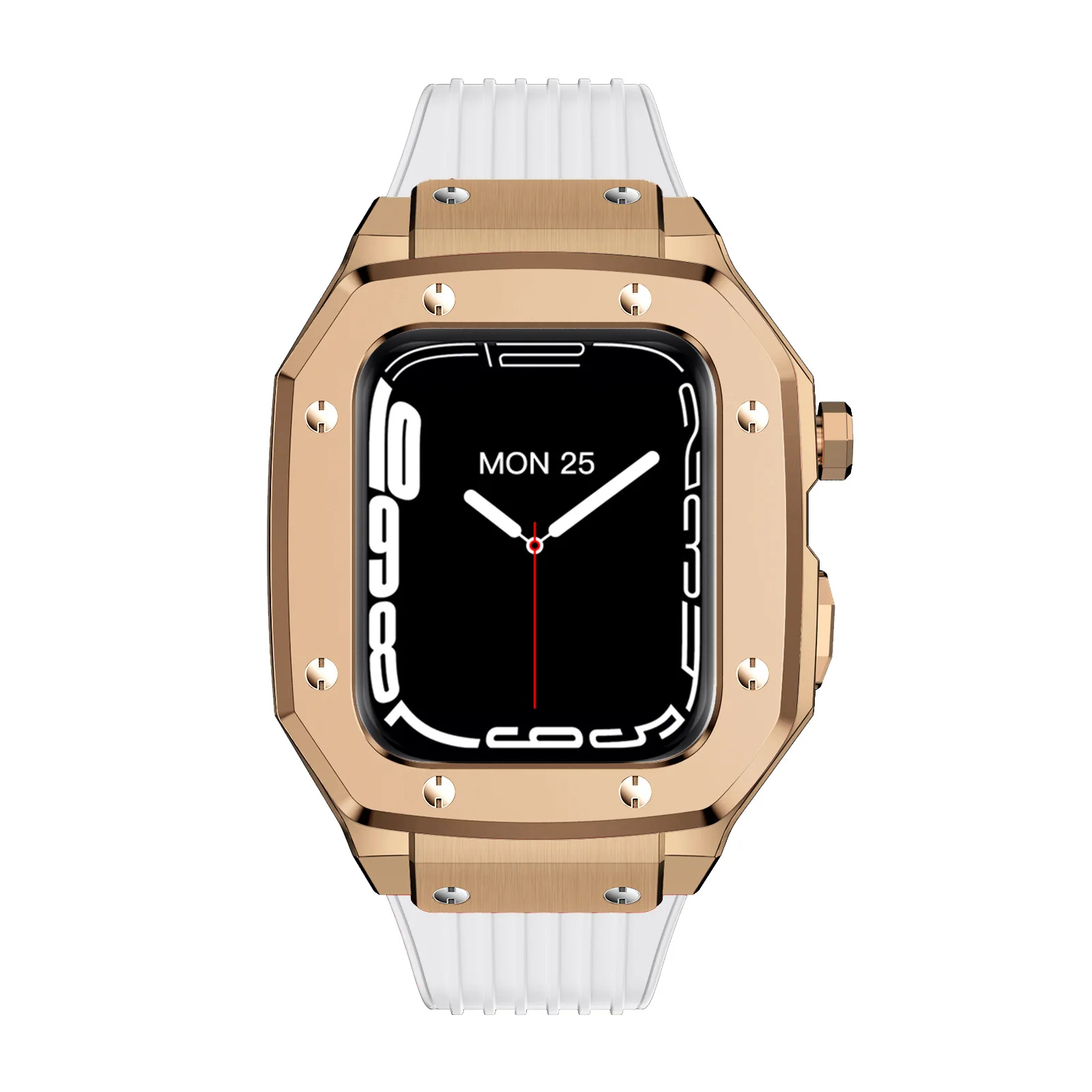 Высококачественный силиконовый ремешок для часов из фтористой резины, подходит для Apple Watch Ultra 44 мм 45 мм, черный мягкий ремешок для мужчин, замена