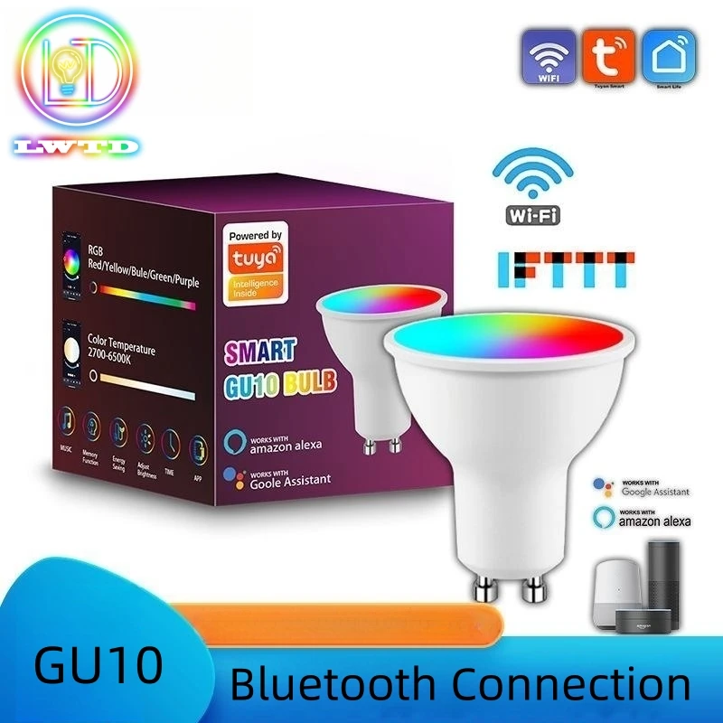 Граффити WIFI Smart RGB LED Лампочка 4 Вт GU10 Alexa Google Voice Control Bluetooth Лампы для спальни с регулируемым освещением