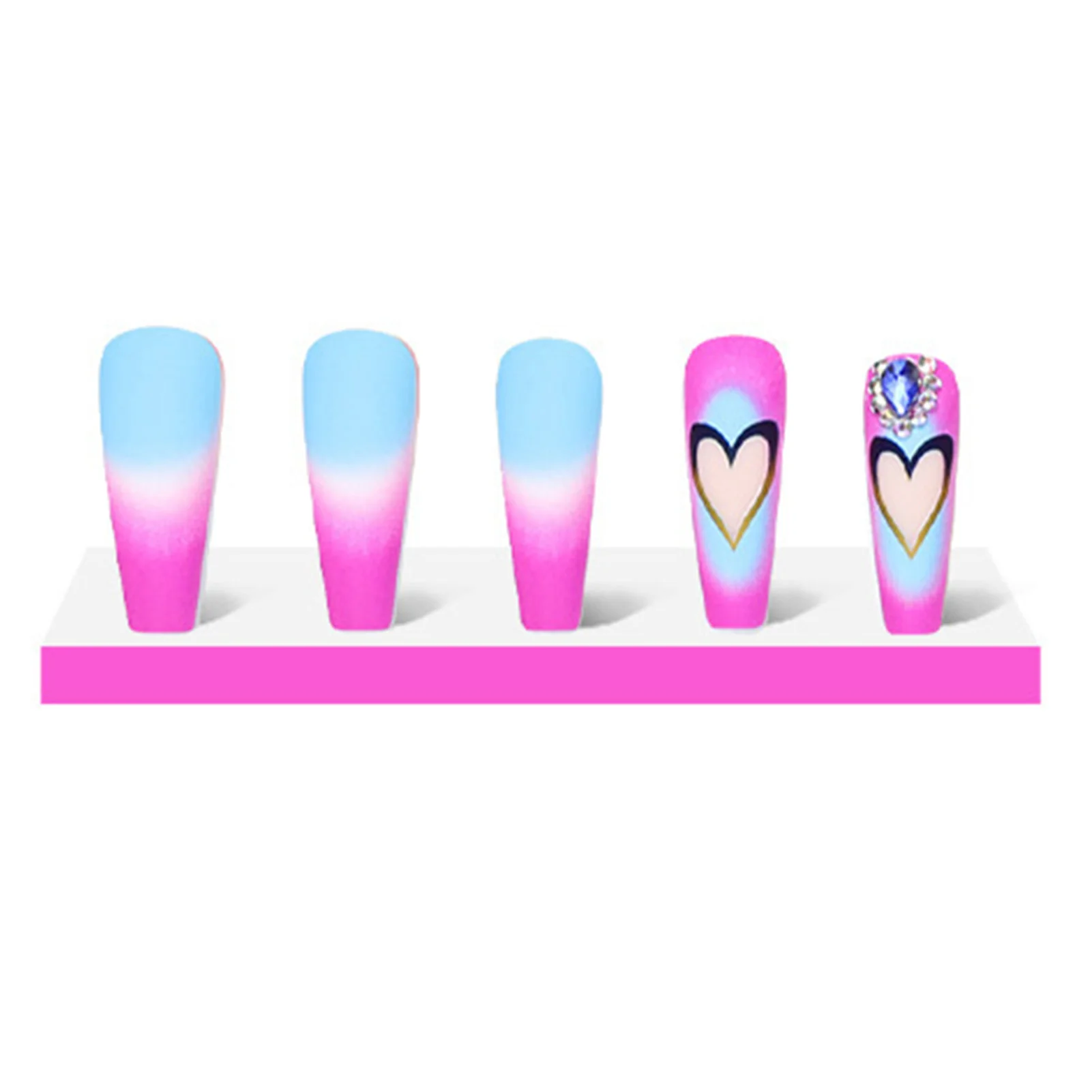 Декор с сердечками, красочные накладные ногти, долговечный безопасный материал, водонепроницаемые накладные ногти для украшения ногтей своими руками 4