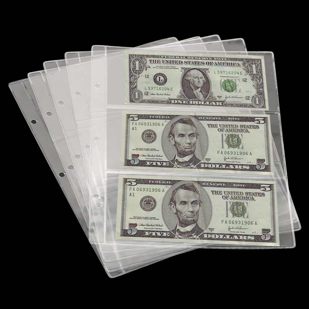 Держатель для банкнот, Альбом для сбора бумажных денег, Прозрачная 3-слотная Защитная сумка для бумажных денег, вкладыш 1