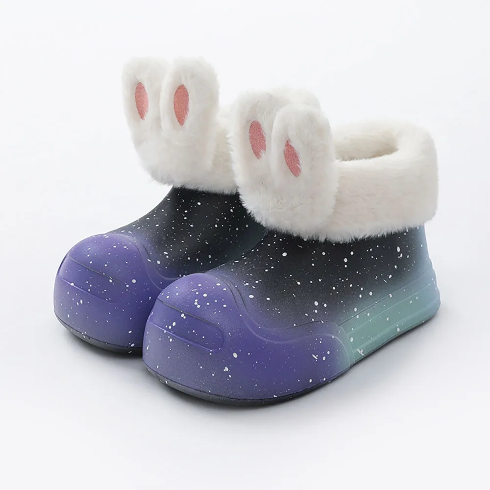 Зимние плюшевые ботинки Martin для девочек в корейском стиле, милые мультяшные зимние ботинки для детей градиентного цвета, толстая теплая хлопчатобумажная обувь