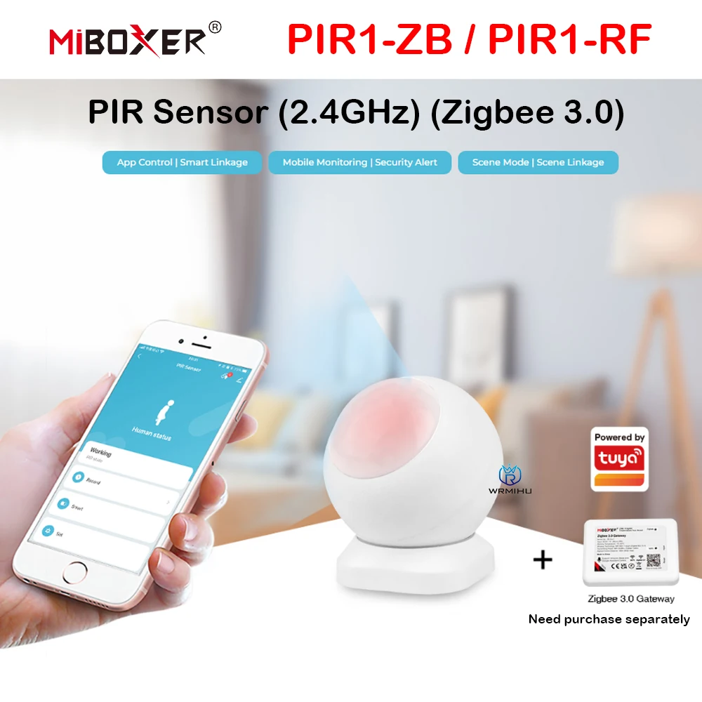 Инфракрасный датчик тела MiBoxer PIR1-RF/ZB PIR (2,4 ГГц)/(Zigbee 3.0) для интеллектуального обнаружения движения с помощью светодиодной ленты