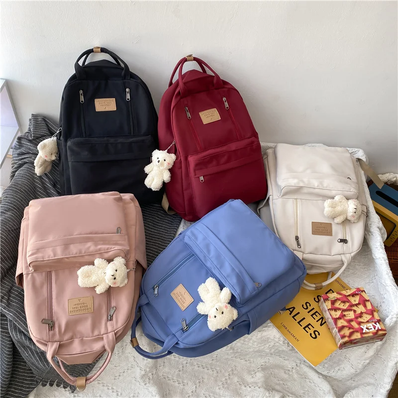Многофункциональный женский рюкзак DUTRIEUX на двойной молнии Для девочек-подростков, Рюкзак для ноутбука, Студенческая сумка через плечо, Школьный рюкзак в корейском стиле 3