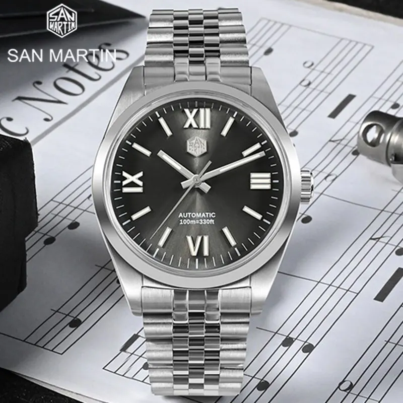 Модные Деловые мужские наручные часы San Martin YN55, автоматические механические часы для дайверов, Сапфировое стекло, водонепроницаемость 10Bra, Спортивные часы Reloj