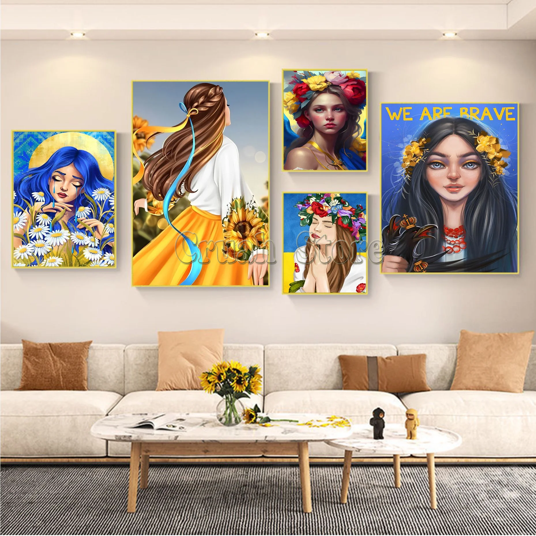 Мозаика с рисунком девушки с украинским флагом, 5d, сделай сам, алмазная живопись, художественный плакат, набор для вышивки крестом, вышивка подсолнуха, подарок для домашнего декора 1