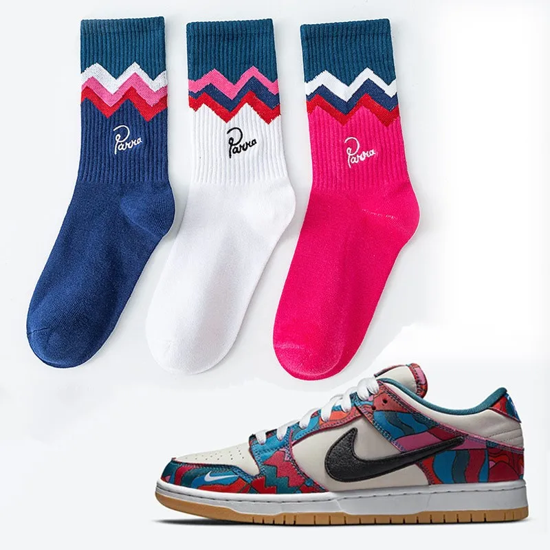 Мужские И женские хлопчатобумажные носки с вышивкой, Персонализированные по цвету, Кобрендинговый тренд моды Wave, Универсальные спортивные носки V216