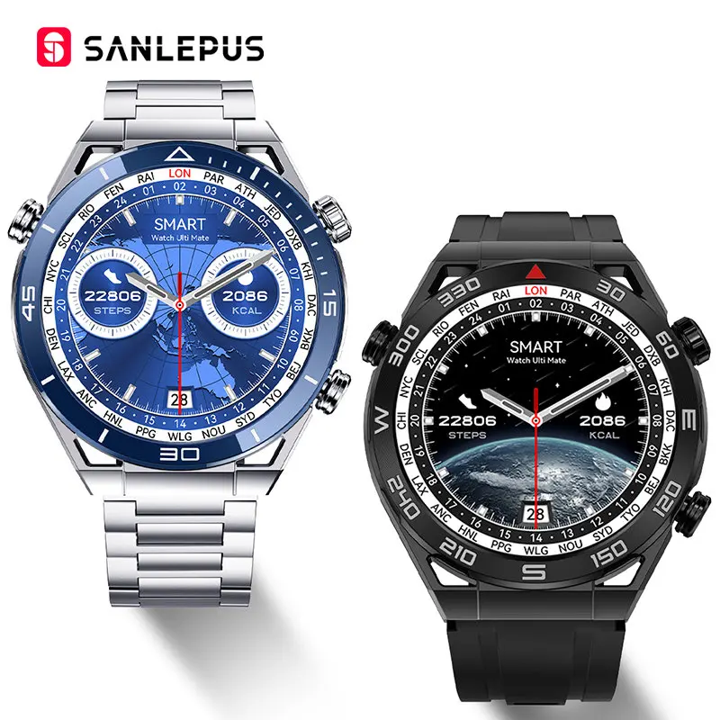Мужские умные часы SANLEPUS с 1,5-дюймовым HD-экраном 454*454, Смарт-часы С Искусственным Интеллектом, Голосовой Ассистент, Отслеживание маршрута по GPS, Мониторинг уровня кислорода в крови