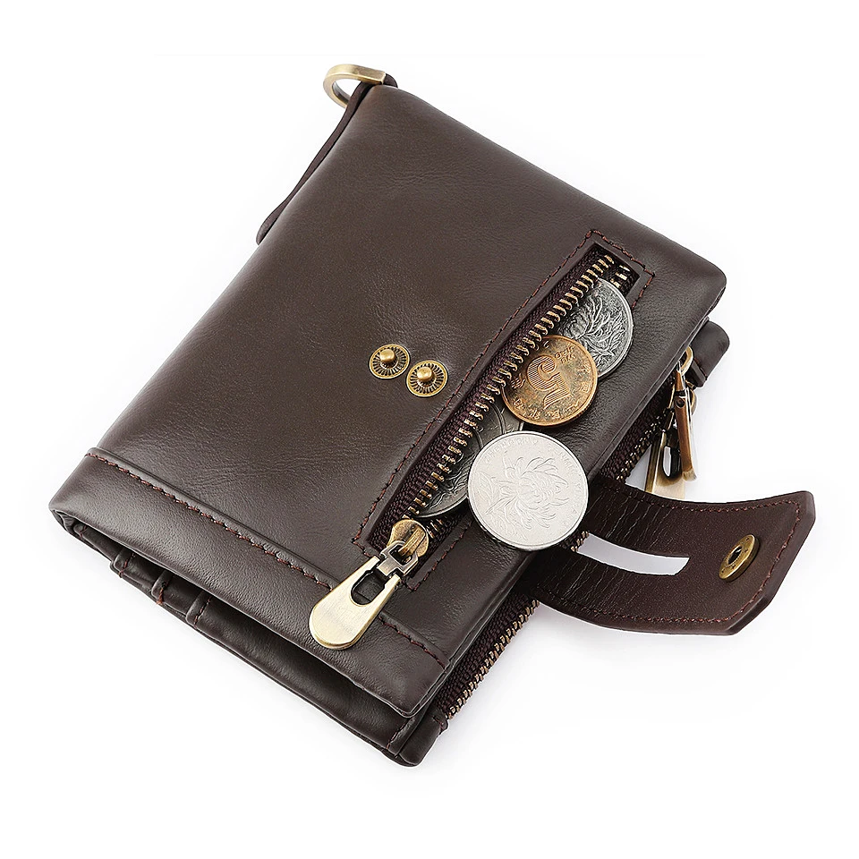 Мужской RFID-кошелек из натуральной кожи, мужской органайзер, Карманы для монет, модные кошельки с застежкой-молнией, держатель для кредитных карт 2