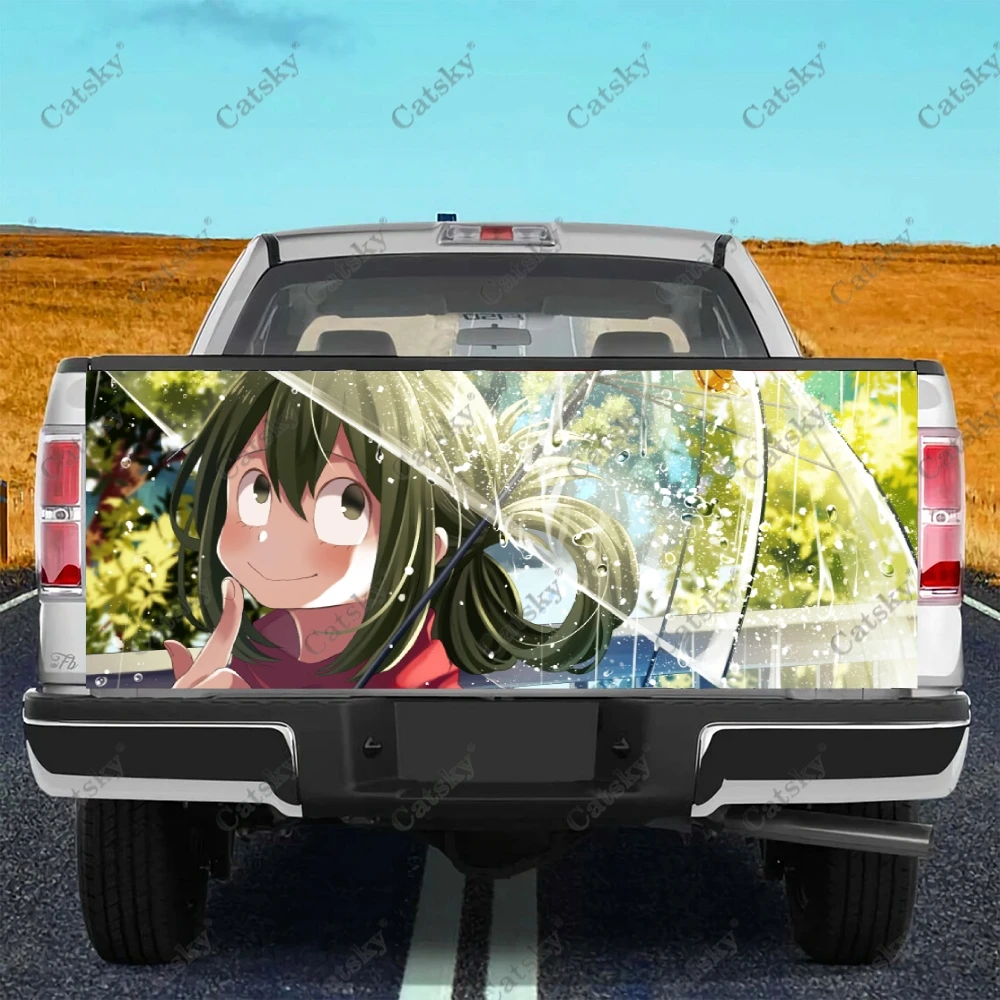 Наклейки для грузовиков с аниме Tsuyu Asui, наклейка на заднюю дверь грузовика, наклейка на бампер, графика для легковых автомобилей, грузовиков, внедорожников
