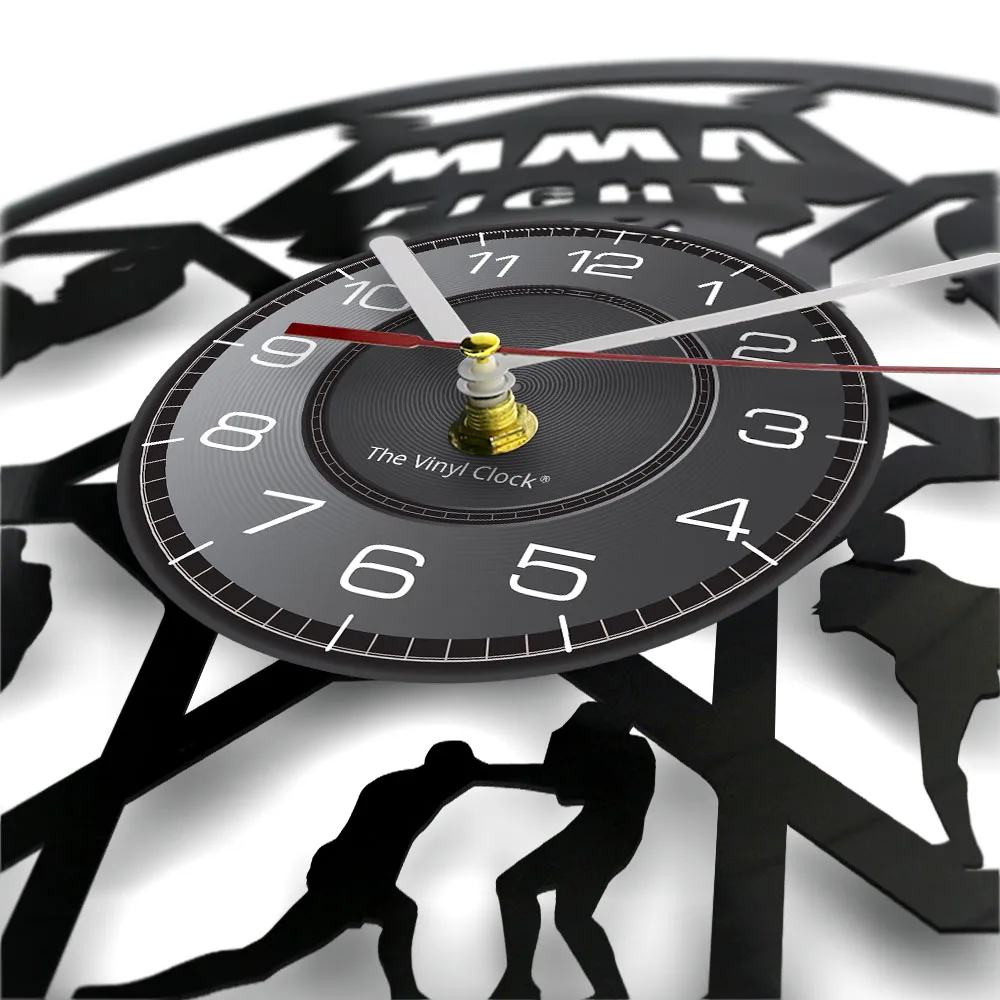 Настенные часы с виниловой пластинкой для смешанных единоборств для спортивной комнаты, бесшумные настенные часы для боя ММА, художественные работы для полноконтактного боя 1