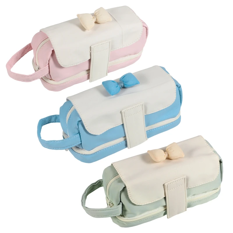 Пенал Большая коробка Lapicera Estuche Escolar, переносные пеналы с бантиком для девочек, кавайные сумки-футляры