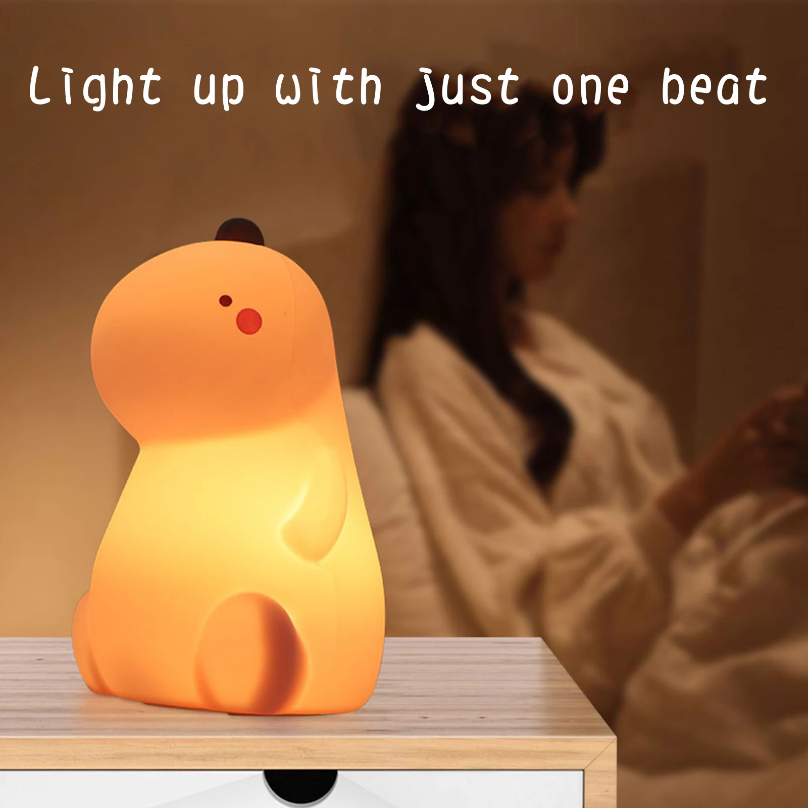 Перезаряжаемый ночник, светодиодная декоративная лампа в форме динозавра, управление нажатием кнопки, Красочный атмосферный свет, зарядка через USB для мальчиков и девочек