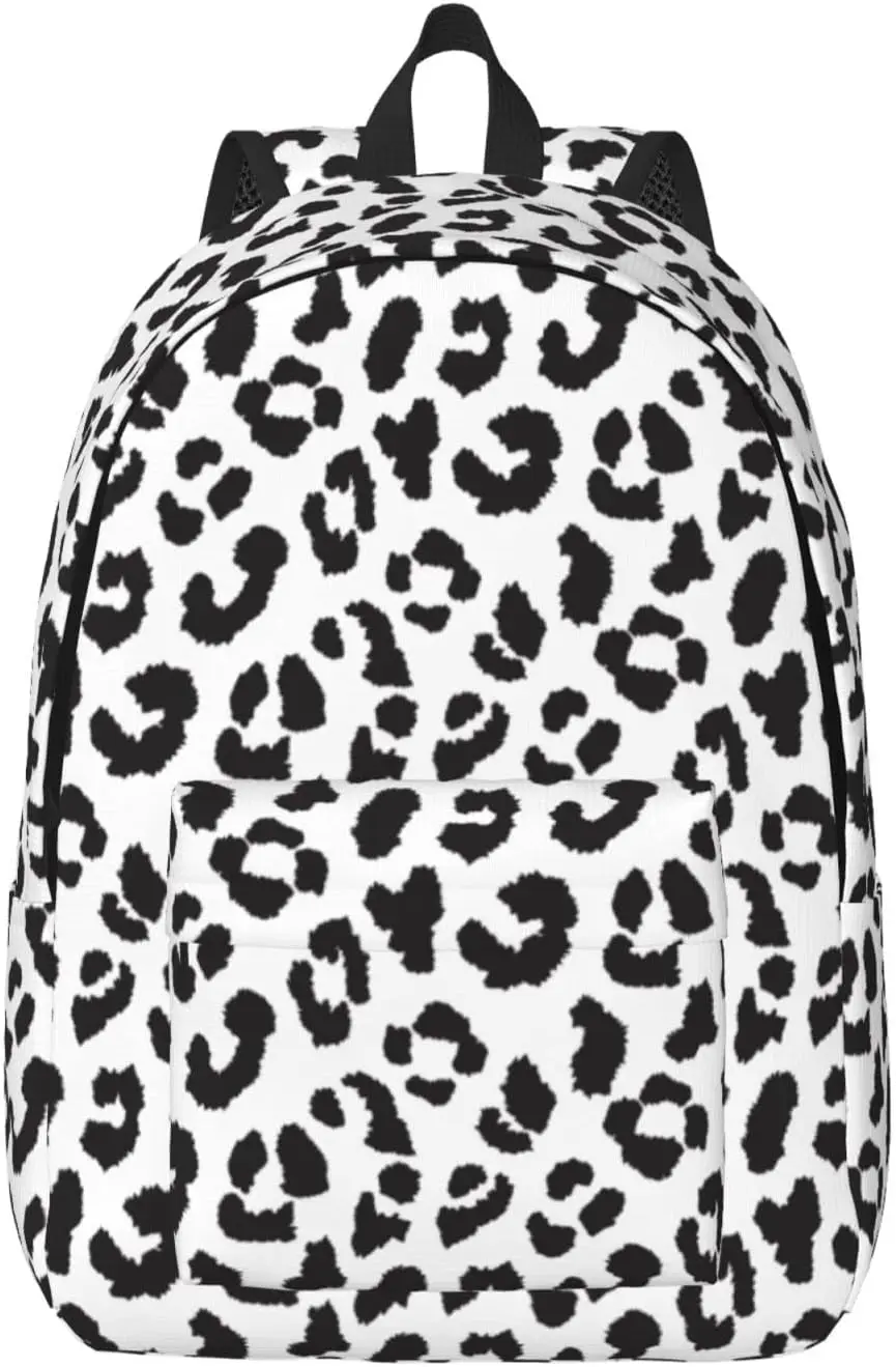 Повседневный легкий рюкзак для ноутбука с белым и черным леопардовым принтом, мужская и женская дорожная сумка, уличный холщовый рюкзак