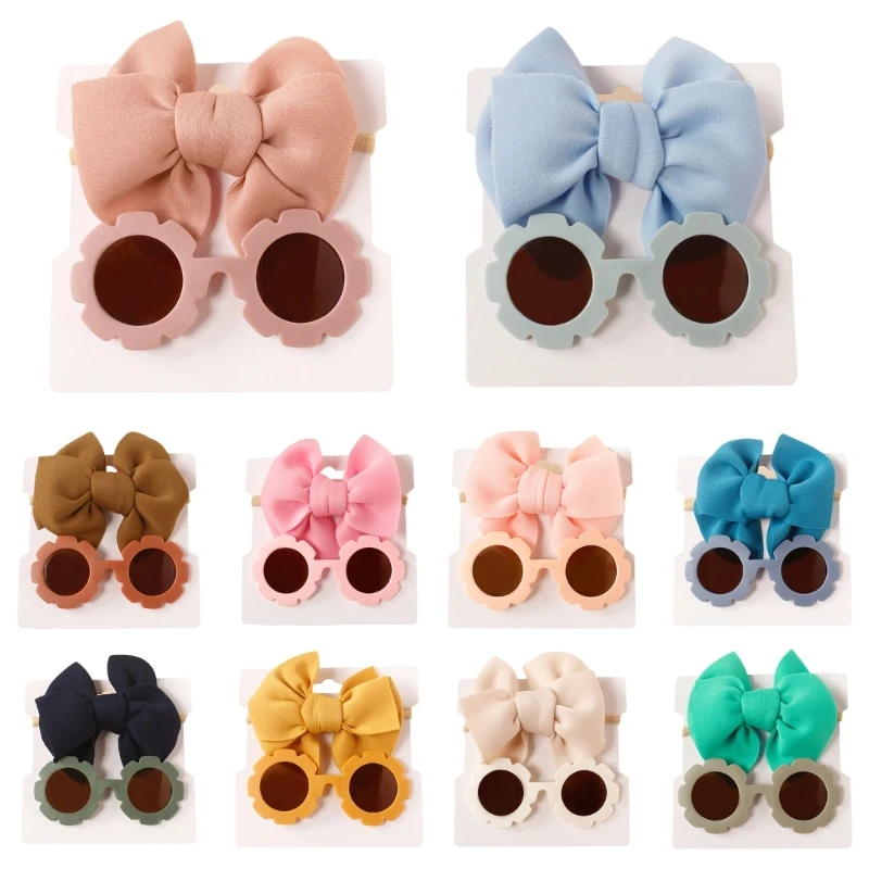 Повязка на голову для маленьких девочек, солнцезащитные очки для новорожденных, реквизит для фотосъемки детей P31B