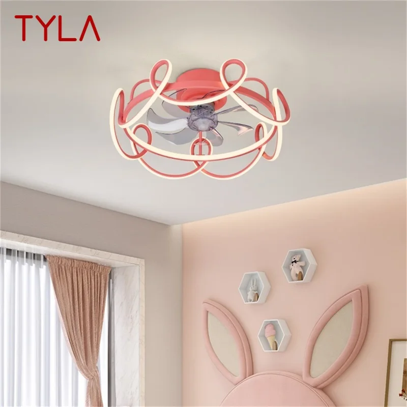 Потолочный вентилятор TYLA Nordic Creative с подсветкой, дистанционное управление, Современное светодиодное освещение для дома, спальни