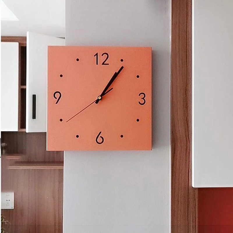 Простые настенные часы Минималистичный Креативный Уголок Настенные Часы Гостиная С двумя Сторонами Часы без Перфорации Немой Звук Домашний Декор стен 5