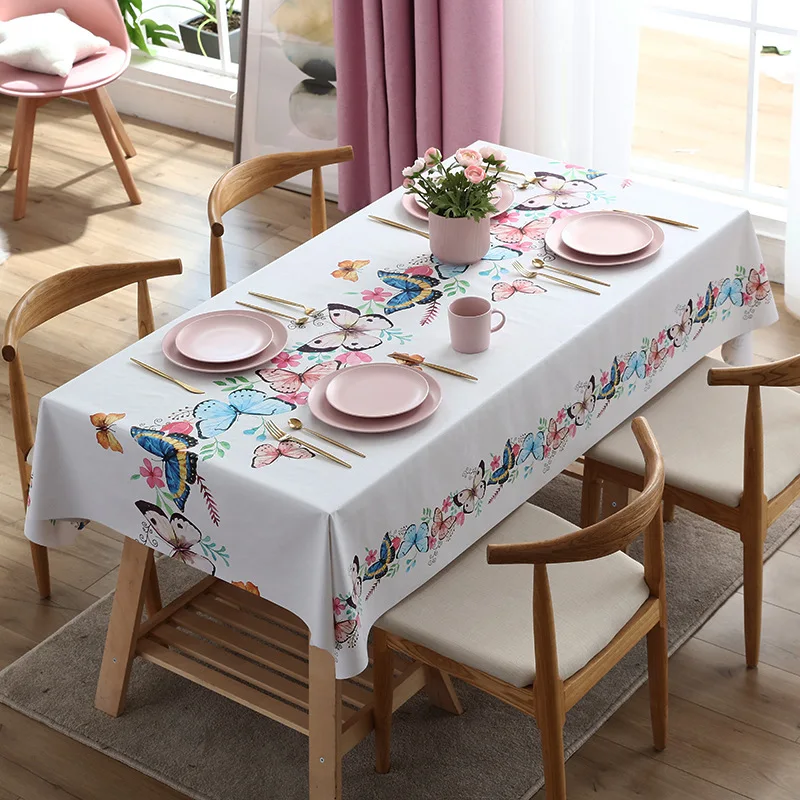Прямоугольная скатерть для стола И украшения дома, водонепроницаемая кофейная скатерть с геометрическим цветочным принтом