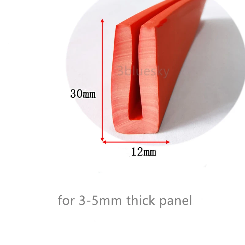Резиновая U-образная Уплотнительная прокладка, Окантовка по краям, защитный экран для бескаркасного стекла, Металлическая панель толщиной 3-5 мм, Красный