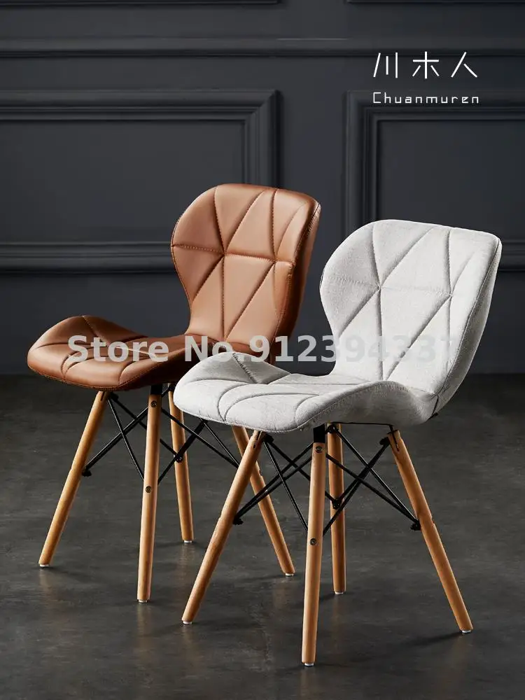 Скандинавский Простой стул со спинкой из цельного дерева, Семейный обеденный стул, стул для макияжа в спальне для девочек, Компьютерный стул, стул для маникюра, стул для молочного чая