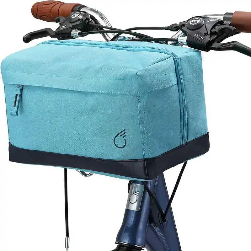 Сумка-переноска для велосипедного руля, задняя полка багажника, водонепроницаемая, светло-голубая 5