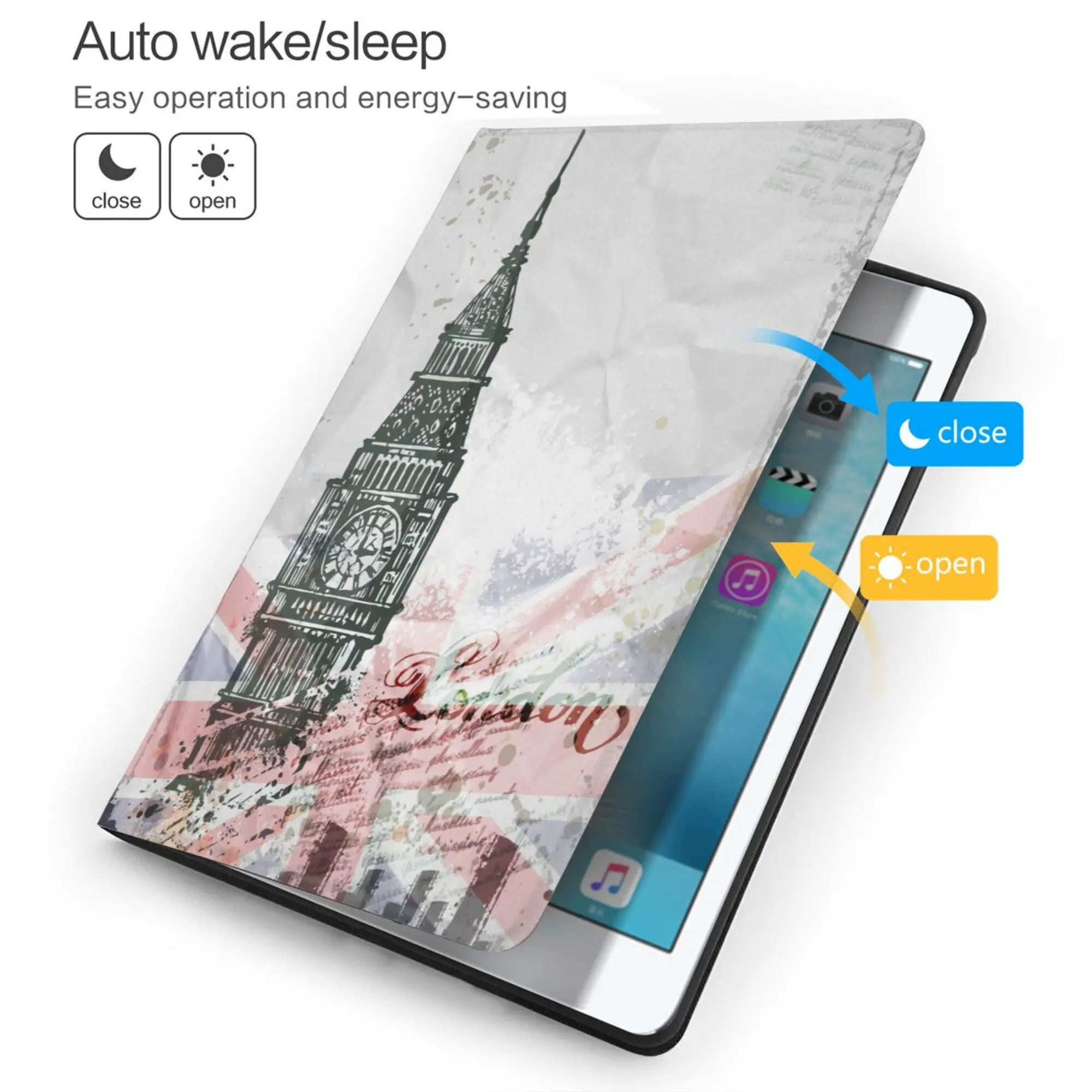 Чехол Big Ben для iPad 2022 10,5-10,2 дюймов с держателем для карандашей, Искусственная кожа, Тонкий, Ударопрочный, Автоматический режим сна/пробуждения 4